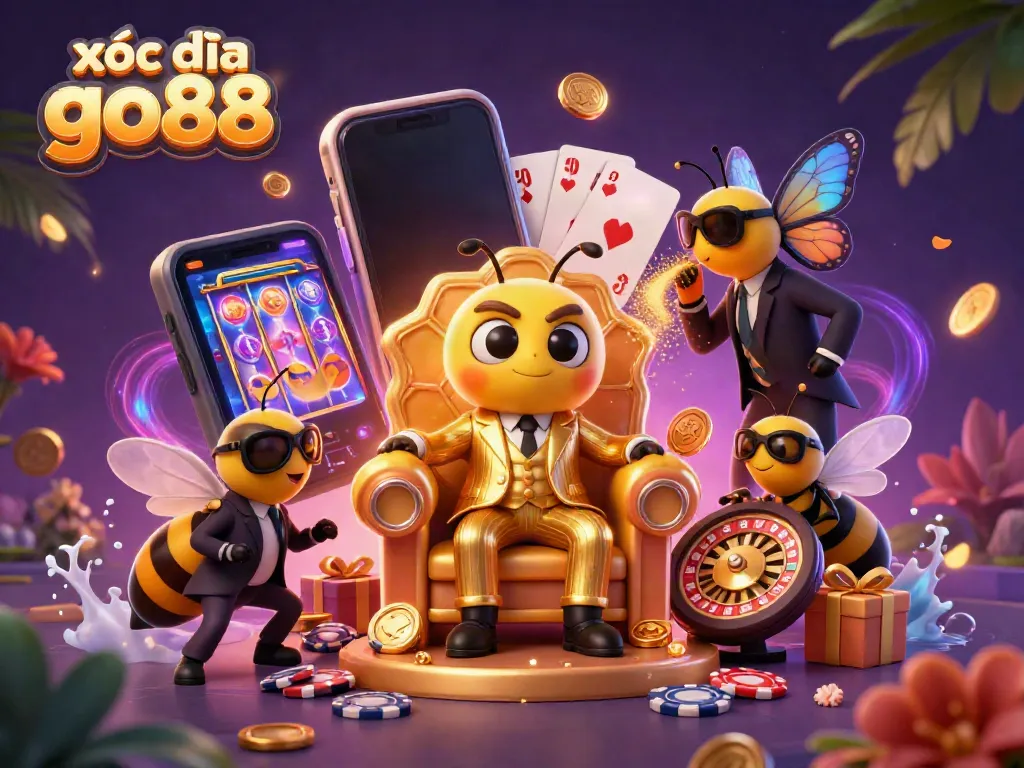 Experience the thrill of xóc đĩa go88 with a vibrant 3D illustration showcasing an exciting casino scene.